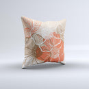 Brown and Orange Transparent Flowers ink-Fuzed Decorative Throw Pillow