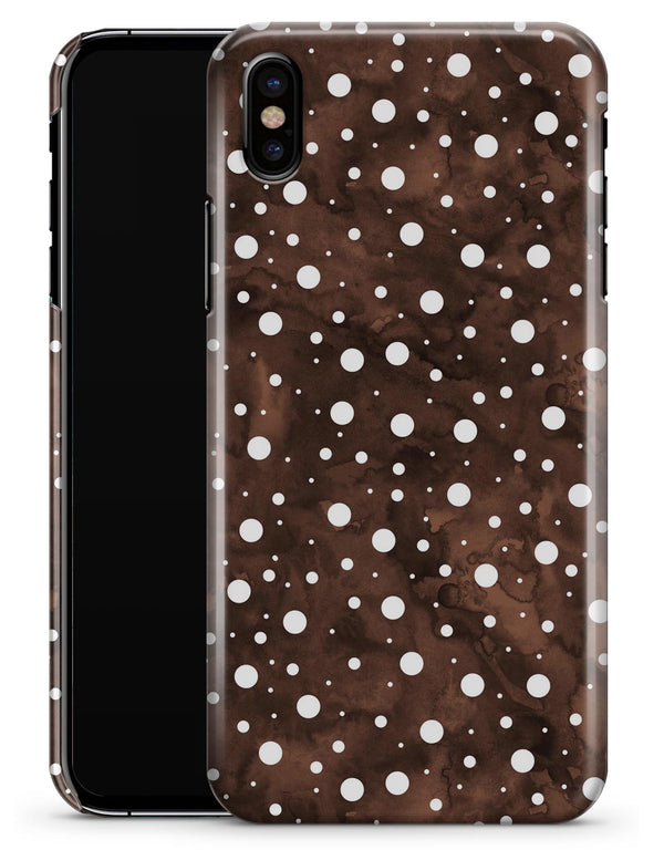 Brown and White Watercolor Polka Dots - iPhone X Clipit Case