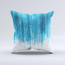 Brushed Vivid Blue White Background ink-Fuzed Decorative Throw Pillow