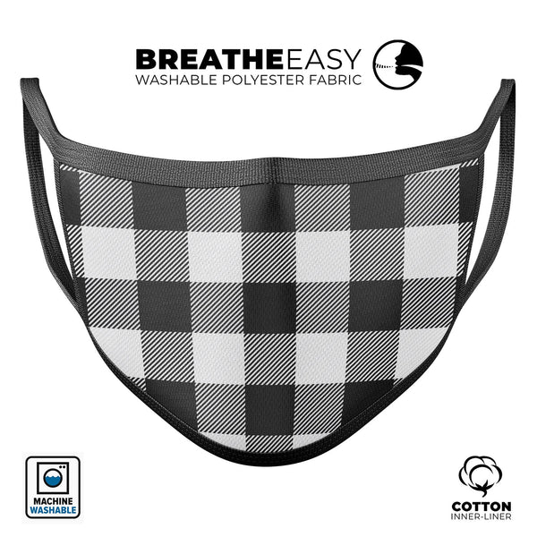 Buffalo Check Lumberjack Plaid - Made in USA Mouth Cover Unisex Anti-Dust Cotton Blend Reusable & Washable Face Mask with Adjustable Sizing for Adult or Child
