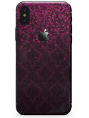Burgandy Falling Micro Hearts - iPhone X Skin-Kit