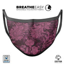 Burgundy Floral Velvet - Made in USA Mouth Cover Unisex Anti-Dust Cotton Blend Reusable & Washable Face Mask with Adjustable Sizing for Adult or Child