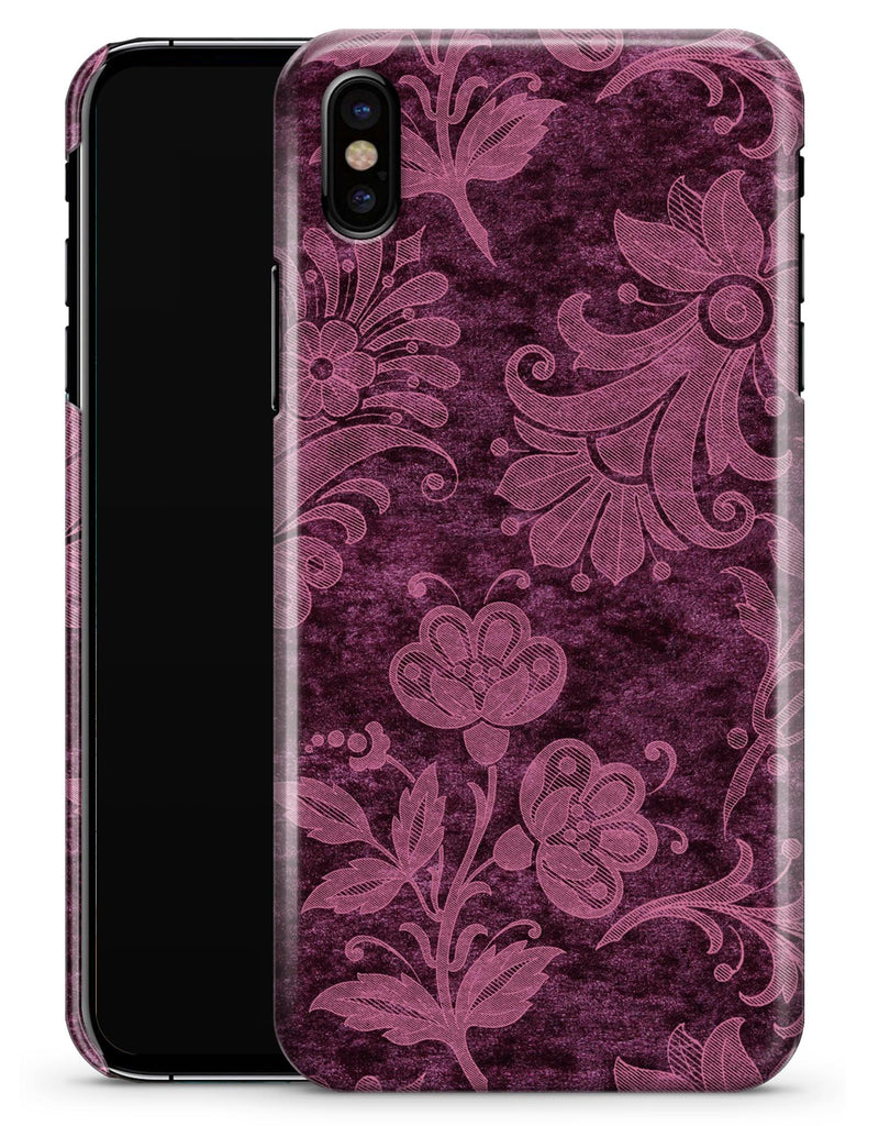 Burgundy Floral Velvet - iPhone X Clipit Case
