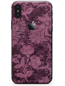 Burgundy Floral Velvet - iPhone X Skin-Kit