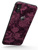 Burgundy Floral Velvet - iPhone X Skin-Kit