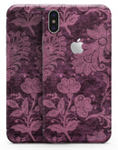 Burgundy Floral Velvet - iPhone X Skin-Kit