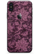 Burgundy Floral Velvet v2 - iPhone X Skin-Kit