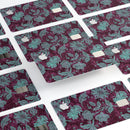 Burgundy and Turquoise Floral Velvet - Premium Protective Decal Skin-Kit for the Apple Credit Card
