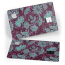 Burgundy and Turquoise Floral Velvet - Premium Protective Decal Skin-Kit for the Apple Credit Card