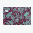 Burgundy and Turquoise Floral Velvet - Premium Protective Decal Skin-Kit for the Apple Credit Card