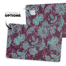 Burgundy and Turquoise Floral Velvet - Premium Protective Decal Skin-Kit for the Apple Credit Card