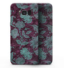 Burgundy and Turquoise Floral Velvet - Samsung Galaxy S8 Full-Body Skin Kit