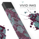 Burgundy and Turquoise Floral Velvet - Premium Decal Protective Skin-Wrap Sticker compatible with the Juul Labs vaping device