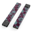 Burgundy and Turquoise Floral Velvet - Premium Decal Protective Skin-Wrap Sticker compatible with the Juul Labs vaping device