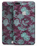 Burgundy and Turquoise Floral Velvet - Skin-kit for the iPhone 8 or 8 Plus