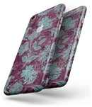 Burgundy and Turquoise Floral Velvet - Skin-kit for the iPhone 8 or 8 Plus