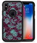 Burgundy and Turquoise Floral Velvet - iPhone X OtterBox Case & Skin Kits