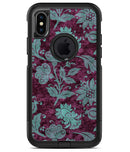 Burgundy and Turquoise Floral Velvet - iPhone X OtterBox Case & Skin Kits