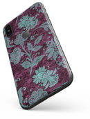Burgundy and Turquoise Floral Velvet - iPhone X Skin-Kit
