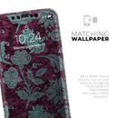 Burgundy and Turquoise Floral Velvet  - Protective Skin Wrap & Decal – Compatible with iPhone SE to iPhone 17 Pro Max (All Models)