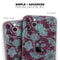 Burgundy and Turquoise Floral Velvet - Skin-Kit compatible with the Apple iPhone 13, 13 Pro Max, 13 Mini, 13 Pro, iPhone 12, iPhone 11 (All iPhones Available)