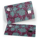 Burgundy and Turquoise Floral Velvet v2 - Premium Protective Decal Skin-Kit for the Apple Credit Card