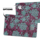 Burgundy and Turquoise Floral Velvet v2 - Premium Protective Decal Skin-Kit for the Apple Credit Card