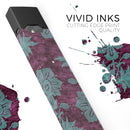 Burgundy and Turquoise Floral Velvet v2 - Premium Decal Protective Skin-Wrap Sticker compatible with the Juul Labs vaping device