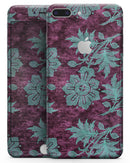 Burgundy and Turquoise Floral Velvet v2 - Skin-kit for the iPhone 8 or 8 Plus
