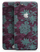 Burgundy and Turquoise Floral Velvet v2 - Skin-kit for the iPhone 8 or 8 Plus