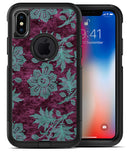 Burgundy and Turquoise Floral Velvet v2 - iPhone X OtterBox Case & Skin Kits