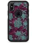 Burgundy and Turquoise Floral Velvet v2 - iPhone X OtterBox Case & Skin Kits