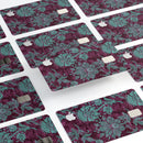 Burgundy and Turquoise Floral Velvet v3 - Premium Protective Decal Skin-Kit for the Apple Credit Card