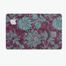 Burgundy and Turquoise Floral Velvet v3 - Premium Protective Decal Skin-Kit for the Apple Credit Card