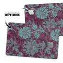 Burgundy and Turquoise Floral Velvet v3 - Premium Protective Decal Skin-Kit for the Apple Credit Card