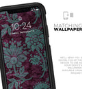 Burgundy and Turquoise Floral Velvet v3 - Skin Kit for the iPhone OtterBox Cases
