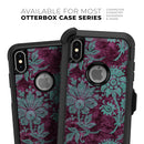Burgundy and Turquoise Floral Velvet v3 - Skin Kit for the iPhone OtterBox Cases