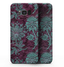 Burgundy and Turquoise Floral Velvet v3 - Samsung Galaxy S8 Full-Body Skin Kit