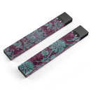 Burgundy and Turquoise Floral Velvet v3 - Premium Decal Protective Skin-Wrap Sticker compatible with the Juul Labs vaping device