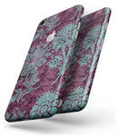 Burgundy and Turquoise Floral Velvet v3 - Skin-kit for the iPhone 8 or 8 Plus