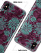 Burgundy and Turquoise Floral Velvet v3 - iPhone X Clipit Case