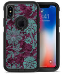 Burgundy and Turquoise Floral Velvet v3 - iPhone X OtterBox Case & Skin Kits
