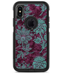 Burgundy and Turquoise Floral Velvet v3 - iPhone X OtterBox Case & Skin Kits