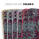 Burgundy and Turquoise Floral Velvet v3  - Protective Skin Wrap & Decal – Compatible with iPhone SE to iPhone 17 Pro Max (All Models)