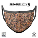 Burning Damask Watercolor Pattern - Made in USA Mouth Cover Unisex Anti-Dust Cotton Blend Reusable & Washable Face Mask with Adjustable Sizing for Adult or Child