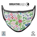 Butterflies and Flowers Watercolor Pattern - Made in USA Mouth Cover Unisex Anti-Dust Cotton Blend Reusable & Washable Face Mask with Adjustable Sizing for Adult or Child