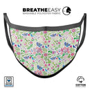 Butterflies and Flowers Watercolor Pattern V2 - Made in USA Mouth Cover Unisex Anti-Dust Cotton Blend Reusable & Washable Face Mask with Adjustable Sizing for Adult or Child