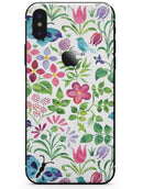 Butterflies and Flowers Watercolor Pattern - iPhone X Skin-Kit