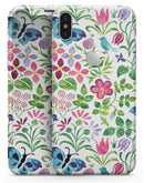 Butterflies and Flowers Watercolor Pattern - iPhone X Skin-Kit