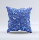Butterfly Blue Laced Ink-Fuzed Decorative Throw Pillow